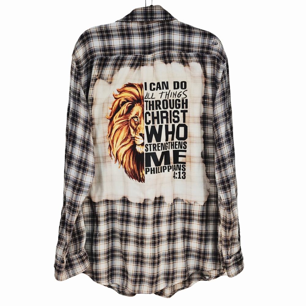 I Can Do All Things Through Christ Who Strengthens Me Christian Plaid Shirt, L